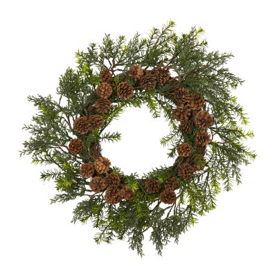 Nearly Natural Cedar Grass Pinecone Wreath