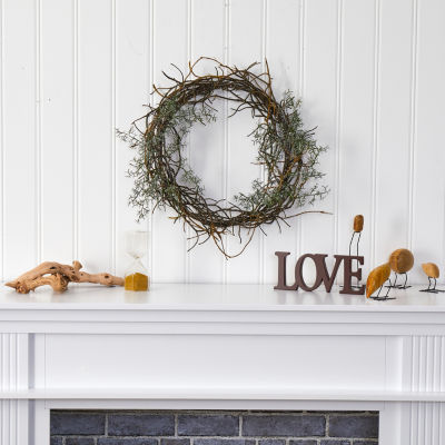 Nearly Natural 17in Frosted Twig Indoor Christmas Wreath