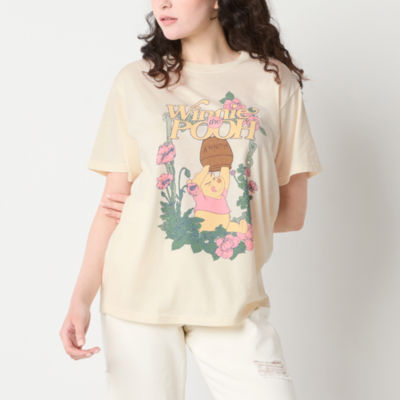 Juniors Womens Crew Neck Short Sleeve Winnie The Pooh Graphic T-Shirt