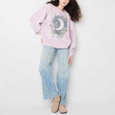 Juniors Celestial Womens Crew Neck Long Sleeve Sweatshirt