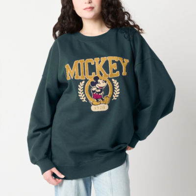 Juniors Womens Crew Neck Long Sleeve Mickey and Friends Sweatshirt