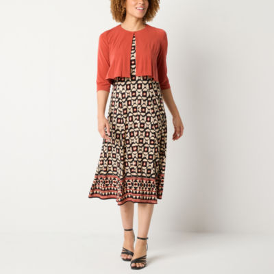 Danny & Nicole Womens Midi Jacket Dress