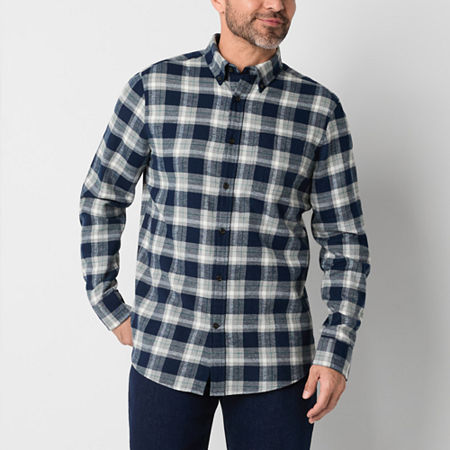 St. John's Bay Mens Classic Fit Long Sleeve Flannel Shirt, Small, Blue