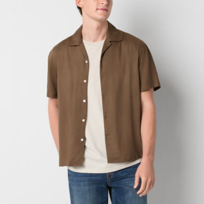 Arizona Mens Rayon Short Sleeve Button-Up Shirt