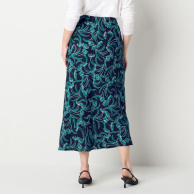 Liz Claiborne Womens Mid Rise Midi Full Skirt