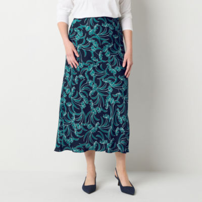 Liz Claiborne Womens Mid Rise Midi Full Skirt