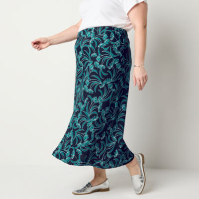 Liz Claiborne Womens Mid Rise Midi Full Skirt-Plus