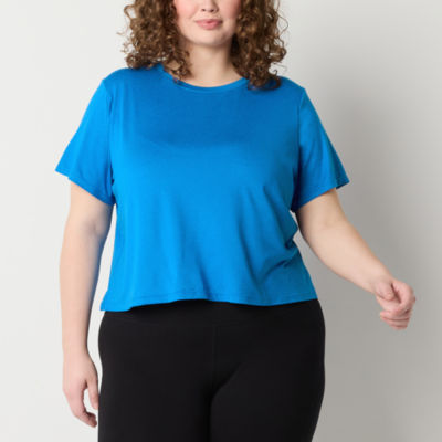 Xersion Everyday Womens Crew Neck Short Sleeve T-Shirt Plus