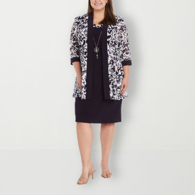 R & M Richards Plus Jacket Dress With Removable Necklace