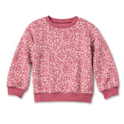 Okie Dokie Toddler & Little Girls Round Neck Long Sleeve Fleece Sweatshirt