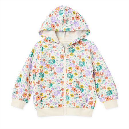 Okie Dokie Toddler & Little Girls Fleece Hooded Lightweight Jacket, 12 Months, White