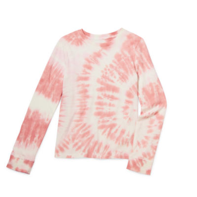 Thereabouts Little & Big Girls Tie-Dye Round Neck Long Sleeve Graphic T-Shirt