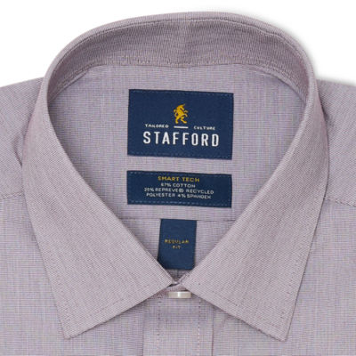 Stafford Smart Tech Mens Regular Fit Stretch Fabric Wrinkle Free Long Sleeve Dress Shirt