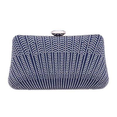 N By Nina Art Deco Patterened Crystal Minaudiere Evening Bag