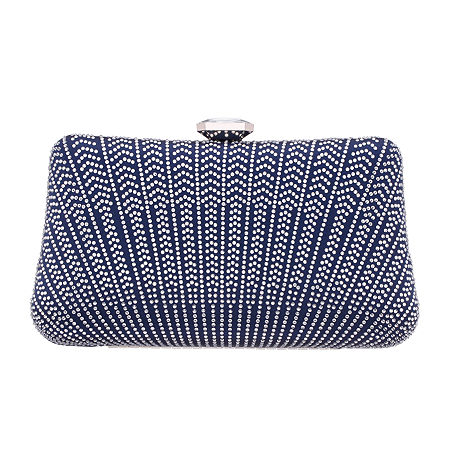 N By Nina Art Deco Patterened Crystal Minaudiere Evening Bag, One Size, Blue