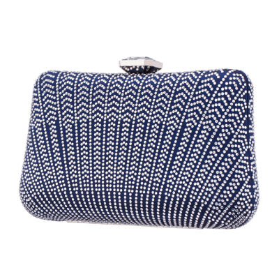 N By Nina Art Deco Patterened Crystal Minaudiere Evening Bag