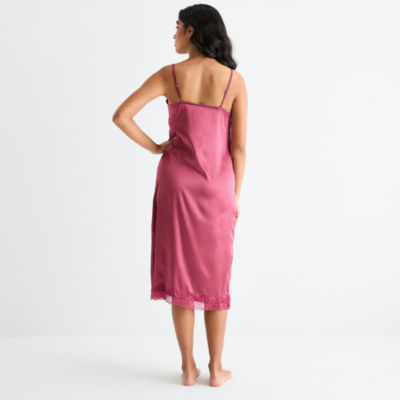 Ambrielle Womens Satin Sleeveless V Neck Chemise