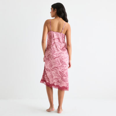 Ambrielle Womens Satin Sleeveless V Neck Chemise