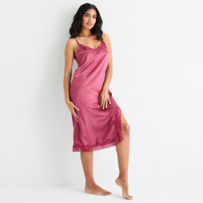 Ambrielle Womens Satin Sleeveless V Neck Chemise