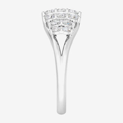 Womens 1 CT. T.W. Lab Grown White Diamond Sterling Silver Cocktail Ring