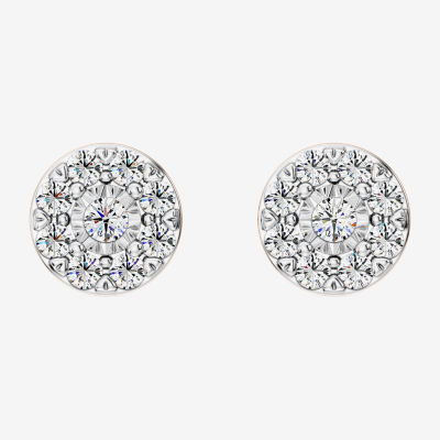 1 CT. T.W. Lab Grown White Diamond Sterling Silver 9.7mm Round Stud Earrings