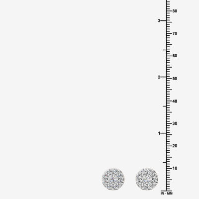 1 CT. T.W. Lab Grown White Diamond Sterling Silver 9.7mm Round Stud Earrings