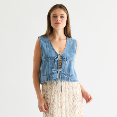 Arizona Womens Juniors Sleeveless Vest, Color: Med Saddle JCPenney