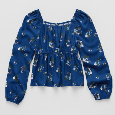 Thereabouts Little & Big Girls Square Neck Long Sleeve Blouse