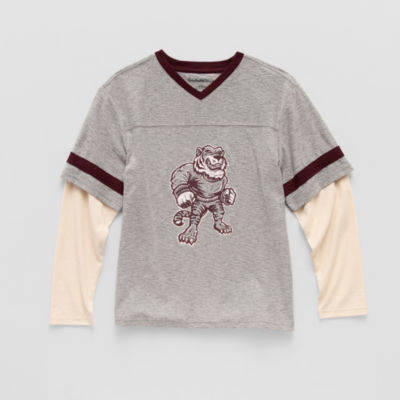 Thereabouts Little & Big Kid Boys V Neck Long Sleeve Regular Fit Graphic T-Shirt