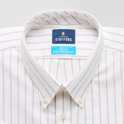 Stafford Coolmax All Season Oxford Mens Regular Fit Stretch Fabric Wrinkle Free Long Sleeve Dress Shirt