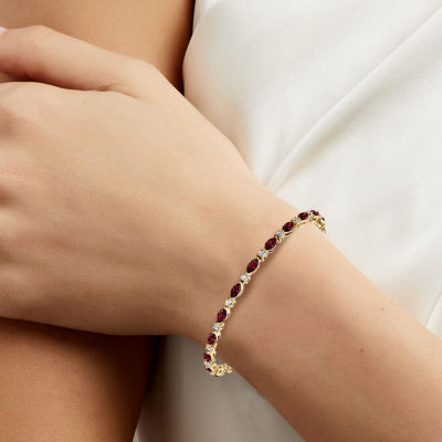 Womens 1 CT. T.W. Genuine Red Garnet 10K Gold 7.5 Inch Tennis Bracelet