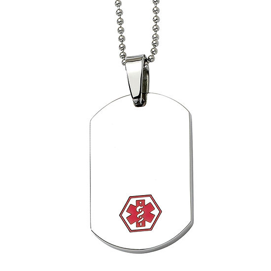 Mens Stainless Steel Medical Dog Tag Pendant