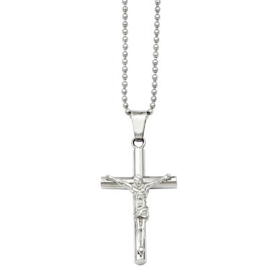 Mens Stainless Steel Crucifix Pendant