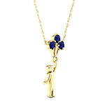 Gender Reveal Womens Lab Created Blue Sapphire 14K Gold Over Silver Pendant Necklace