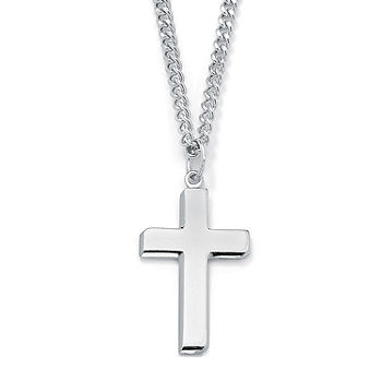 Rnivida Mens Sterling Silver Cross Pendant Necklace with 18 inch Chain, Silver  Cross Necklace for Men,Fine Jewelry for Men