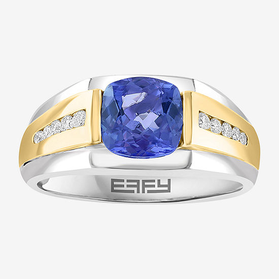 Effy  Mens 1/5 CT. T.W. Diamond & Genuine Blue Tanzanite 14K Two Tone Gold Fashion Ring