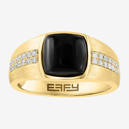 Effy Mens 1/4 CT. T.W. Diamond & Genuine Black Onyx 14K Gold Fashion ...