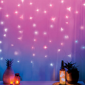 West & Arrow White/Pink/Purple LED Curtain Light 96