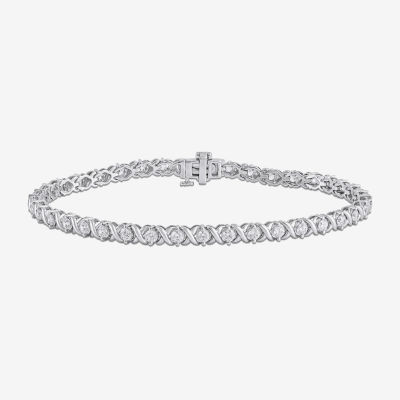 Womens 2 CT. T.W. Lab Grown White Diamond 10K White Gold 7.5 Inch Tennis Bracelet