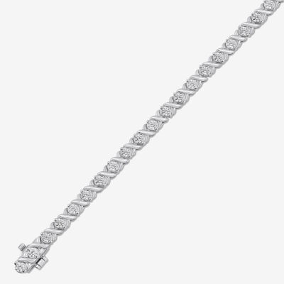 Womens 2 CT. T.W. Lab Grown White Diamond 10K Gold 7.5 Inch Tennis Bracelet