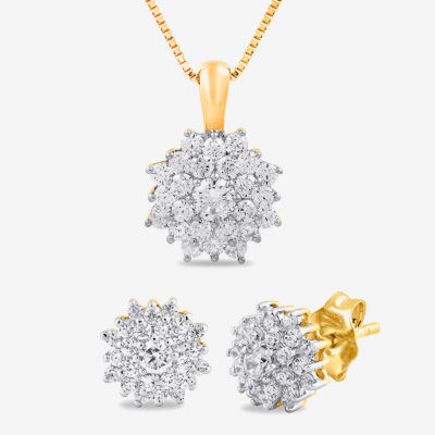 Diamond Blossom 1 CT. T.W. Natural White 10K Gold 2-pc. Jewelry Set