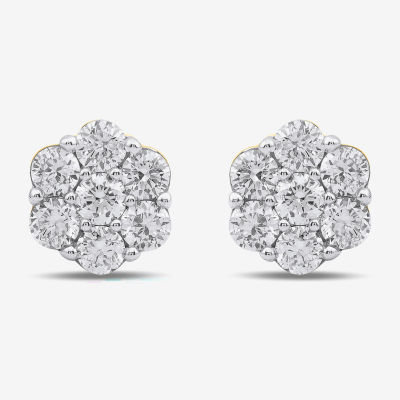 Diamond Blossom 1/4 CT. T.W. Lab Grown White 10K or Yellow Gold 5.2mm Flower Stud Earrings