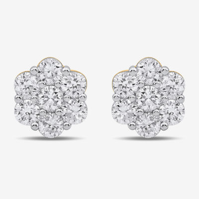 Diamond Blossom 1 CT. T.W. Lab Grown White 10K or Yellow Gold 8.2mm Flower Stud Earrings