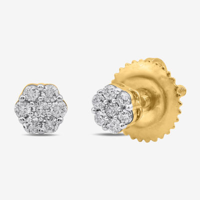 Diamond Blossom 1/10 CT. T.W. Lab Grown White Diamond 10K Gold 3.7mm Flower Stud Earrings