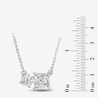 (F / Si2) Womens 1 CT. T.W. Lab Grown White Diamond 10K Gold 18 Inch Pendant Necklace