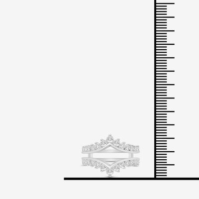 Womens 1 CT. T.W. Natural White Diamond 14K White Gold Wedding Ring Guard