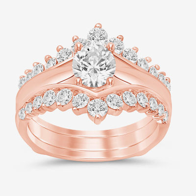 Womens 1 CT. T.W. Natural White Diamond 14K Rose Gold Wedding Ring Guard