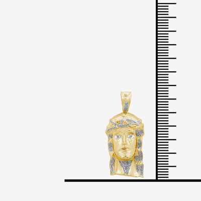 Jesus Christ Mens 1/2 CT. T.W. Natural White Diamond 14K Gold Over Silver Pendant