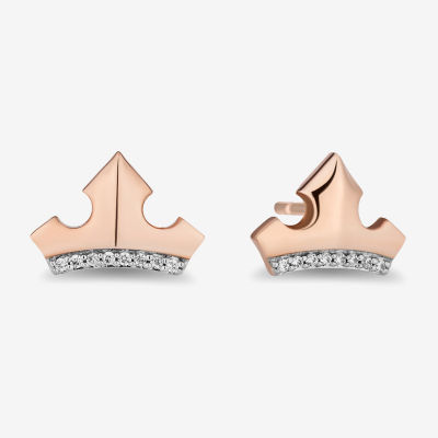 Enchanted Disney Fine Jewelry Diamond Accent Mined White Diamond 14K Rose Gold Over Silver Crown Sleeping Beauty Auroroa Earring Set