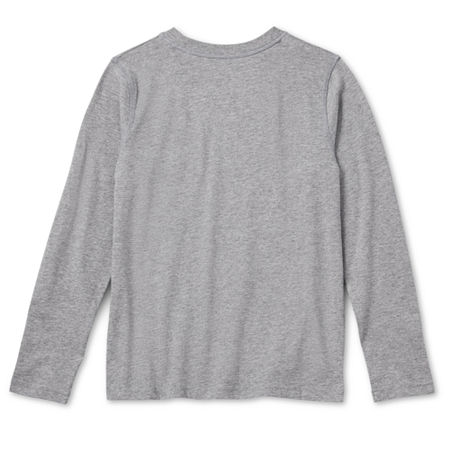 Thereabouts Little & Big Boys Crew Neck Long Sleeve T-Shirt, Xl (18-20) Husky, Gray